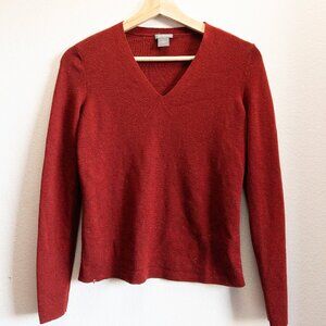ANN TAYLOR Red V-Neck Sweater